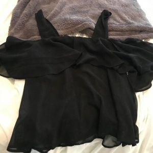Sheer black cold shoulder top